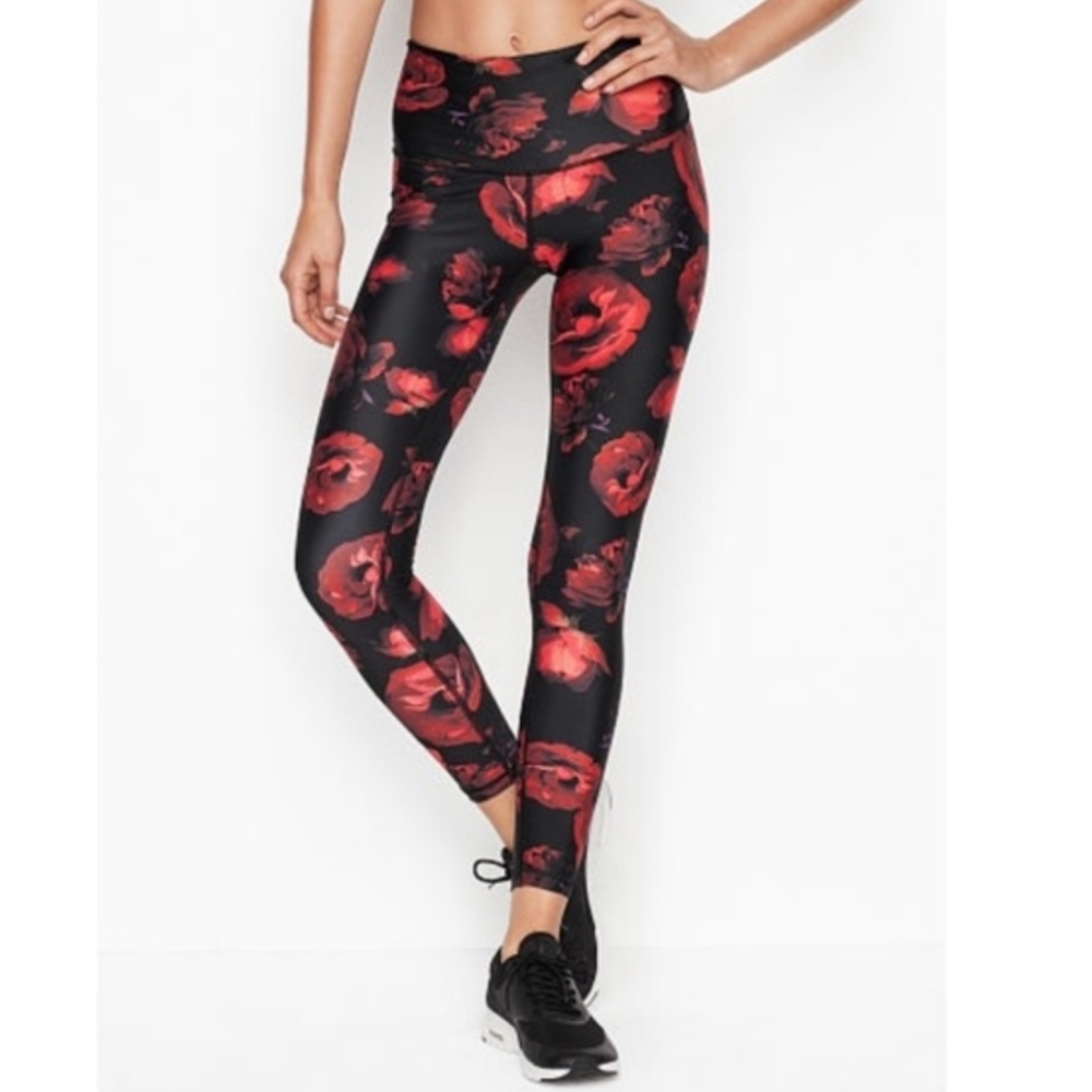 Victoria Secret Floral Roses Leggings, Size Medium